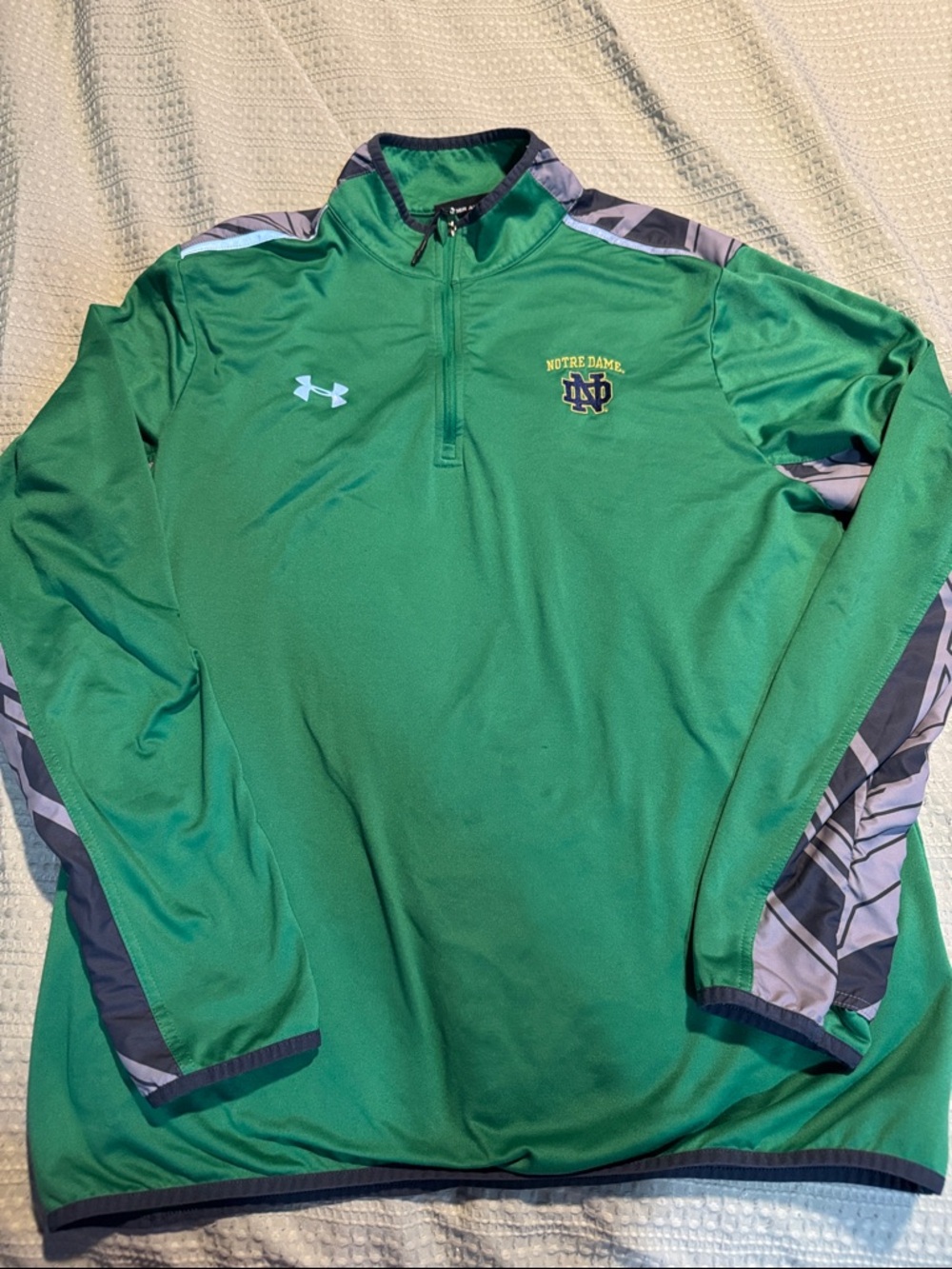 Under Armour Green Notre Dame Quarter-Zip Pullover Men’s Large  ND Irish
